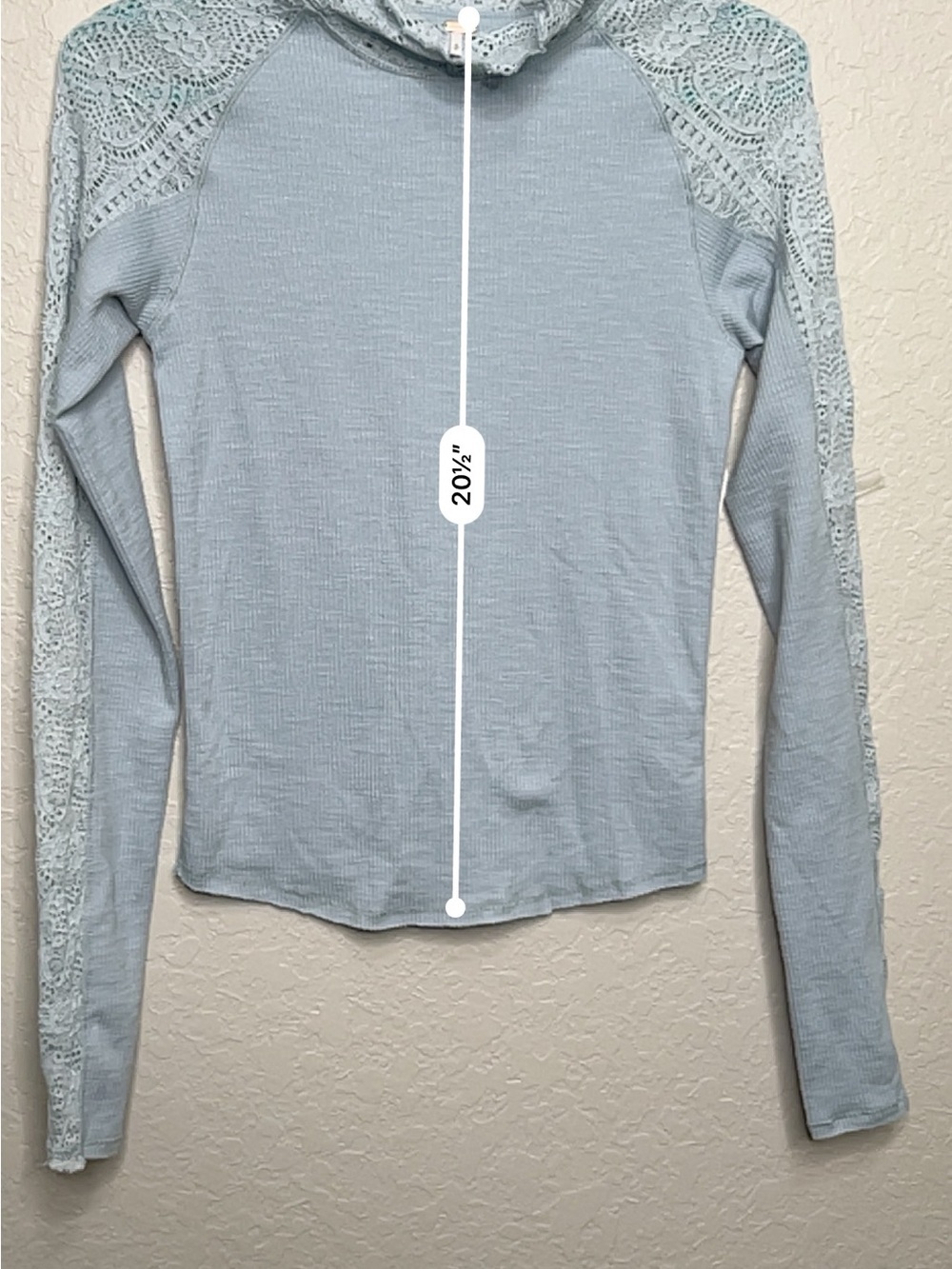 Free People Blue Lace Mock Neck Ribbed Top NWT Size Small - Picture 6 of 8